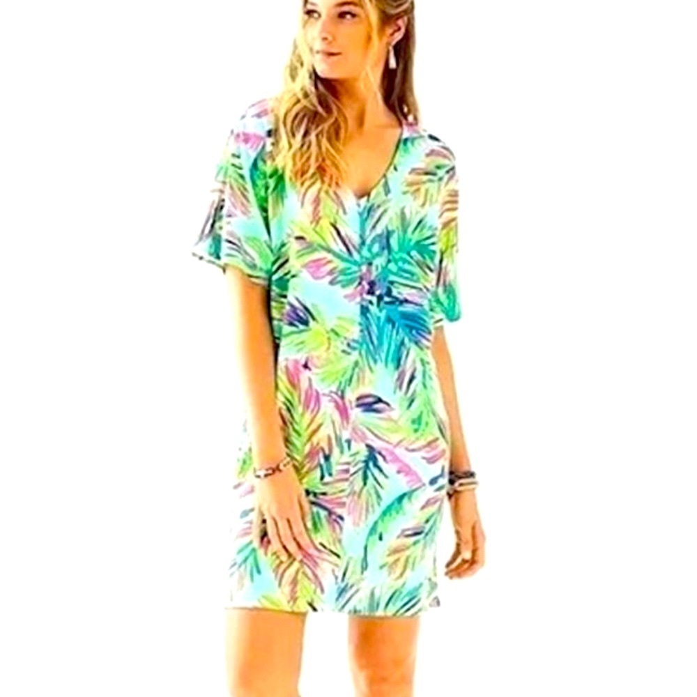 LILLY PULITZER Multi color Island Time Lindley Caftan Dress, Vibrant